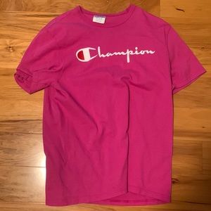 Embroidered Logo Pink Champion T shirt (MENS MEDIUM)